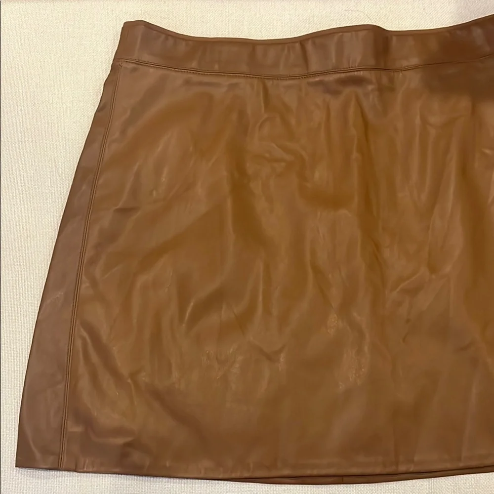 Sanctuary Brown Mini A-Line Faux Leather Skirt size 8